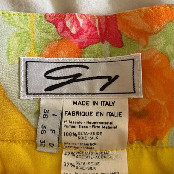 Beautiful Vintage Silk Lemon Yellow Floral 2 Piece Co-ord Set - Picture 7 of 9